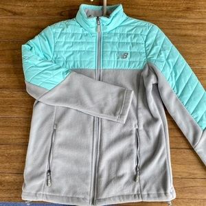 New Balance Zip Up Active Fleece Jacket- grey & seafoam green- women’s size M